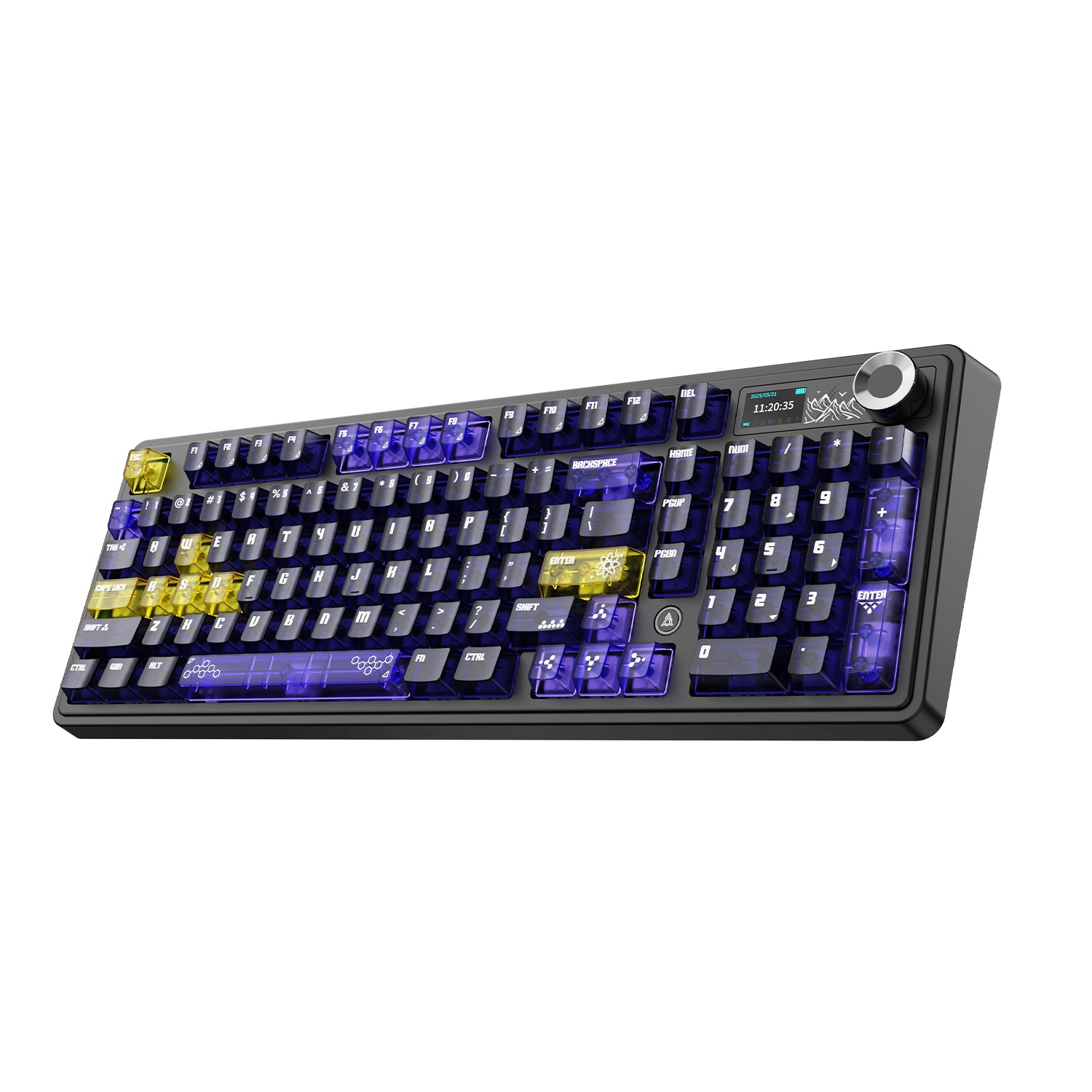 Ajazz AK980 V2 Pro RGB Tri-Mode Mechanical Keyboard (Transparent Yellow Purple Deep Purple) (Lichee Switch)