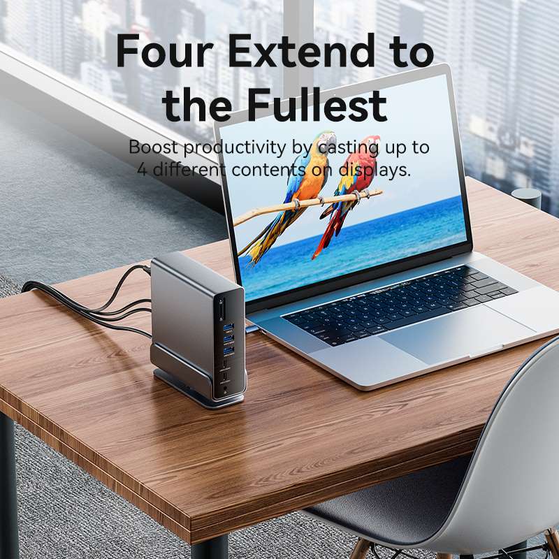 Vention 15-in-1 USB-C MST Docking Station - USB-C to DP + HDMI x 2 + USB 3.2 Gen2 Type-C + USB 3.2 Gen2 Type-A x 2 + USB 3.2 Gen1 Type-C + USB 3.0 + USB 2.0 x 2 + RJ45 + SD + TF + 3.5mm TRRS + PD (TPUH0)