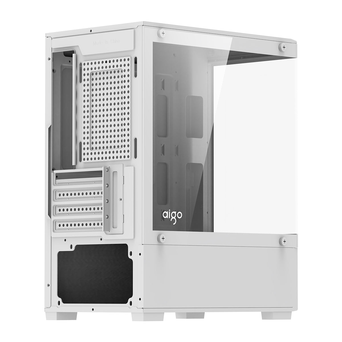 Aigo C196M Standard M-ATX Chassis Tempered Glass Side Panel with 3xCL12 Fans PC Case