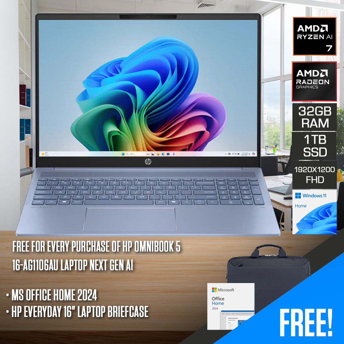 HP OmniBook 5 16-ag1106AU Laptop Next Gen AI (Sky Blue) | DataBlitz