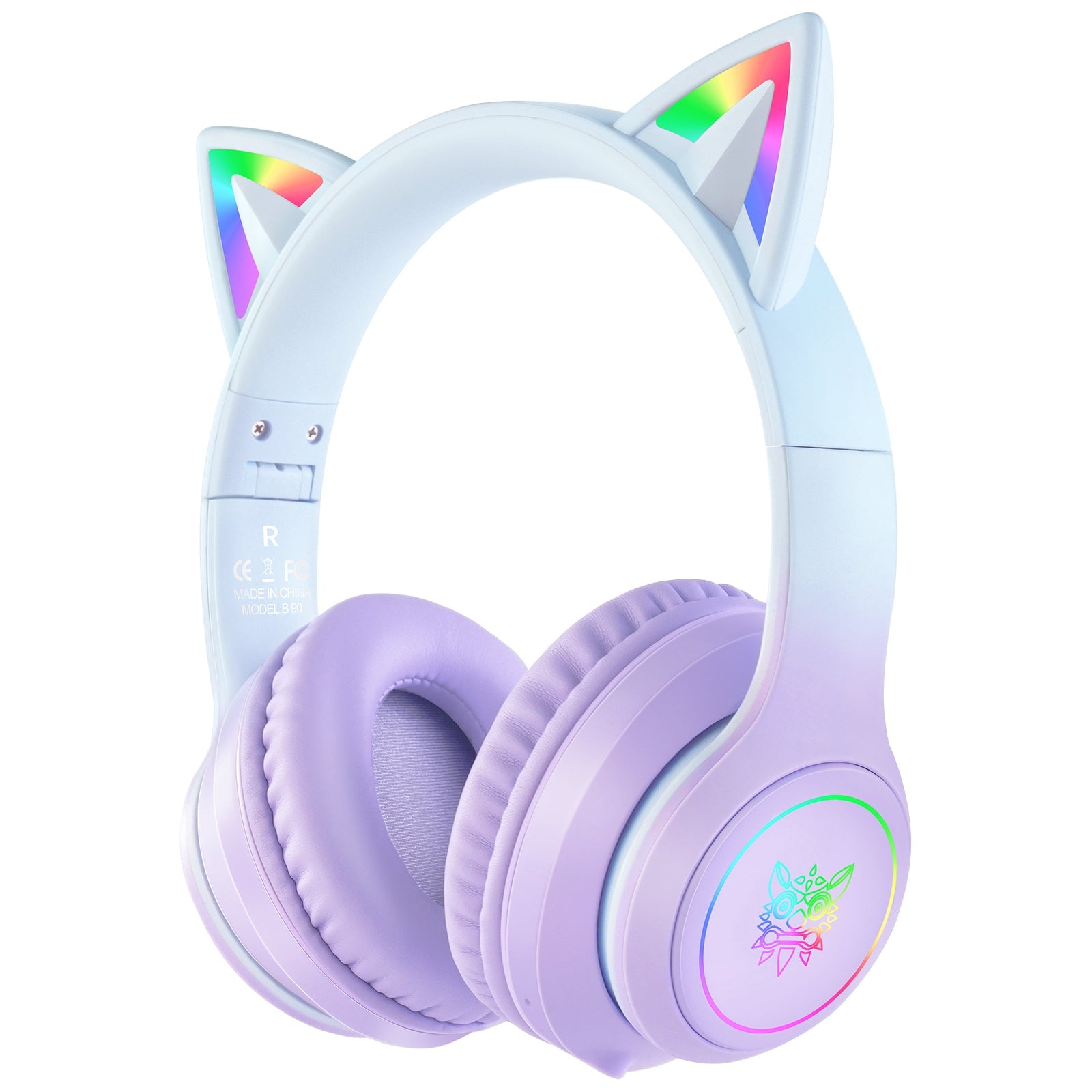 Onikuma B90 RGB Cat Ear Wireless Gaming Headset (Gradient Purple, Pink, Black)