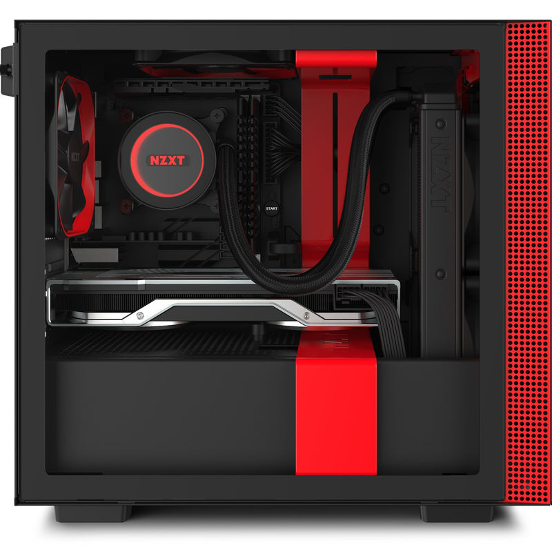 NZXT H210 Mini-ITX Case with Tempered Glass (Matte Black/Red) (CA-H210B-BR)