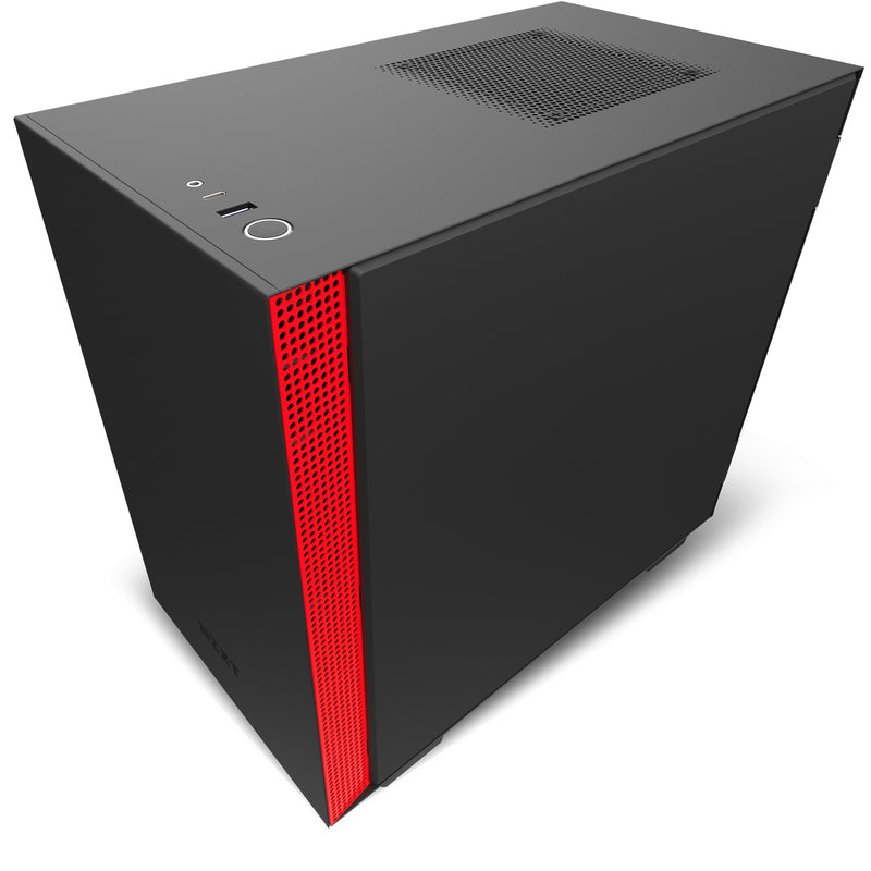 NZXT H210 Mini-ITX Case with Tempered Glass (Matte Black/Red) (CA-H210B-BR)