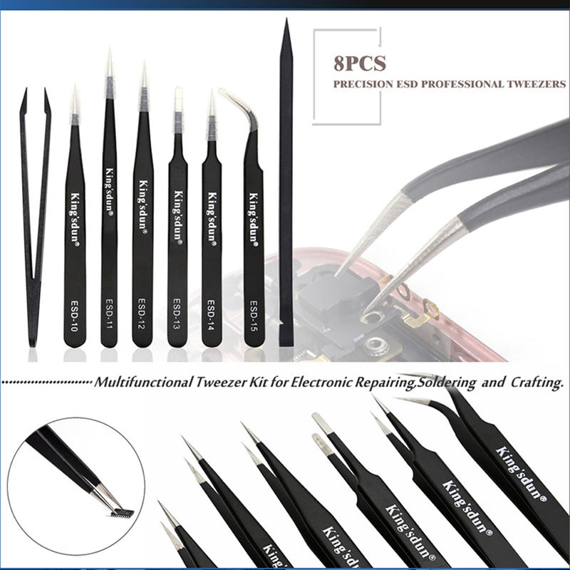 Kingsdun 8-in-1 Precision Tweezers Set (KS-EDS-8)