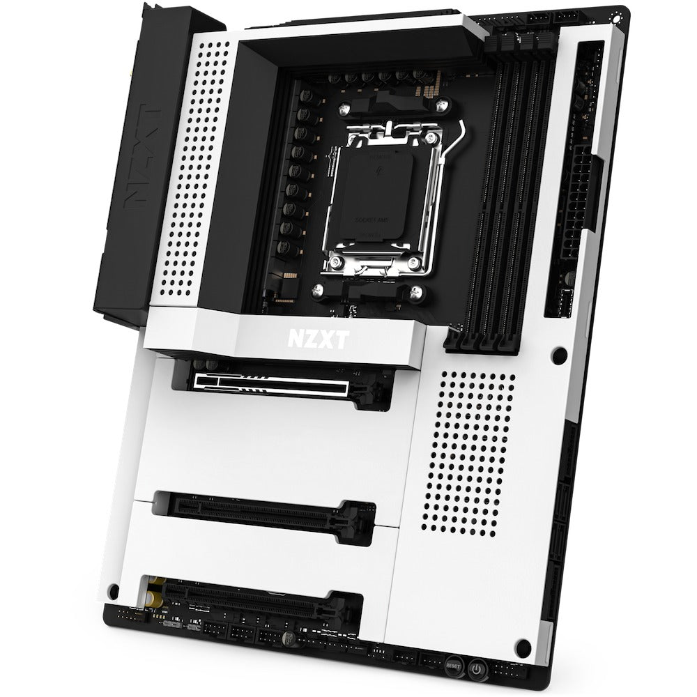 NZXT N7 B650E AMD ATX Motherboard w/ WiFi & NZXT Cam Features (White) (N7-B65XT-W1)