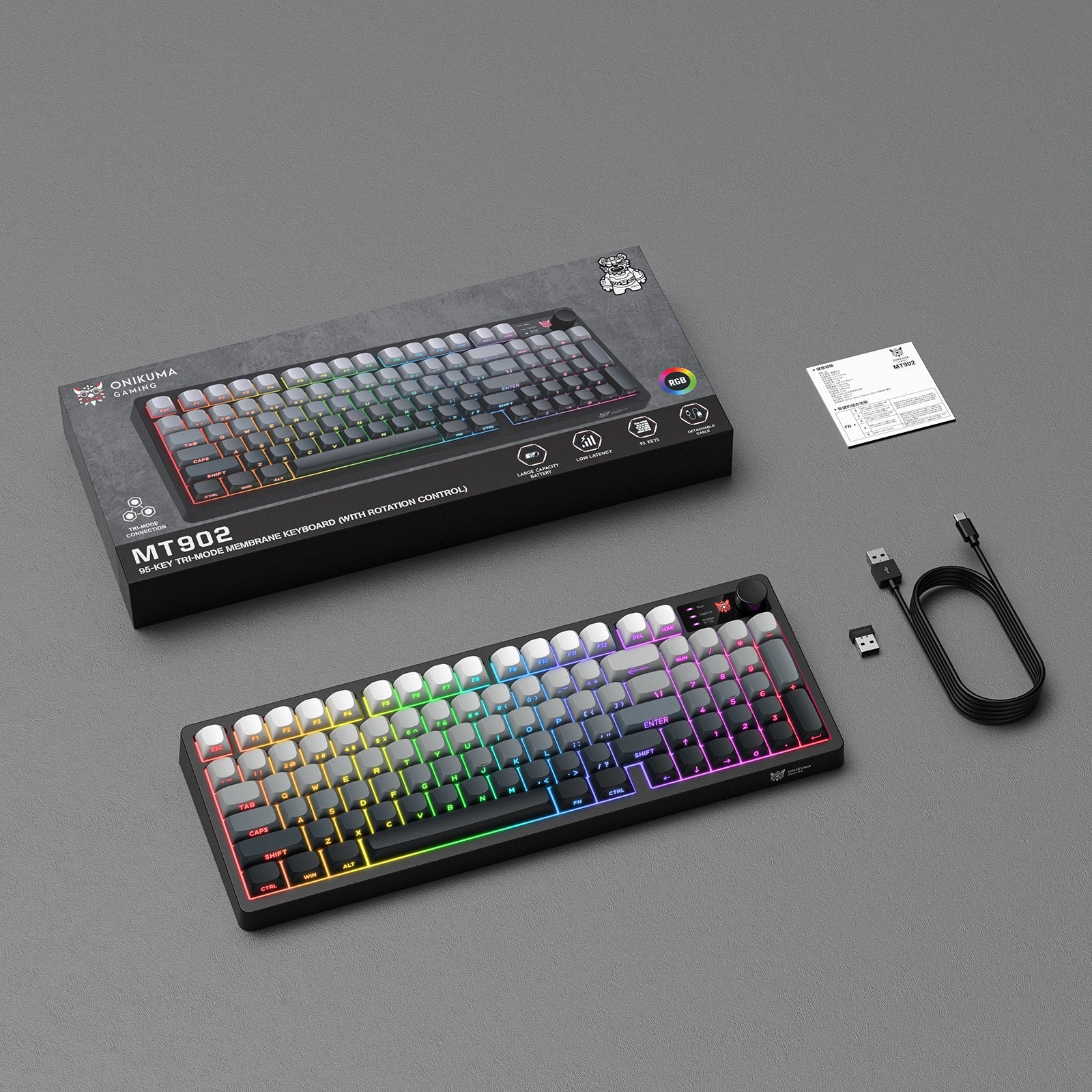 Onikuma MT902 Tri-Mode RGB 95 Keys Membrane Keyboard