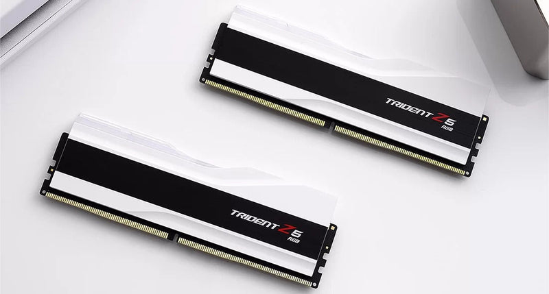 G.Skill Trident Z5 RGB 32GB (2X16GB) DDR5 Intel XMP 6400MHZ CL32-39-39-102 1.40V Desktop Memory (Matte White) (F5-6400J3239G16GX2-TZ5RW)