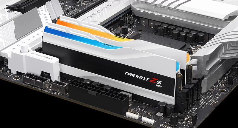 G.Skill Trident Z5 RGB 32GB (2X16GB) DDR5 Intel XMP 6400MHZ CL32-39-39-102 1.40V Desktop Memory (Matte White) (F5-6400J3239G16GX2-TZ5RW)