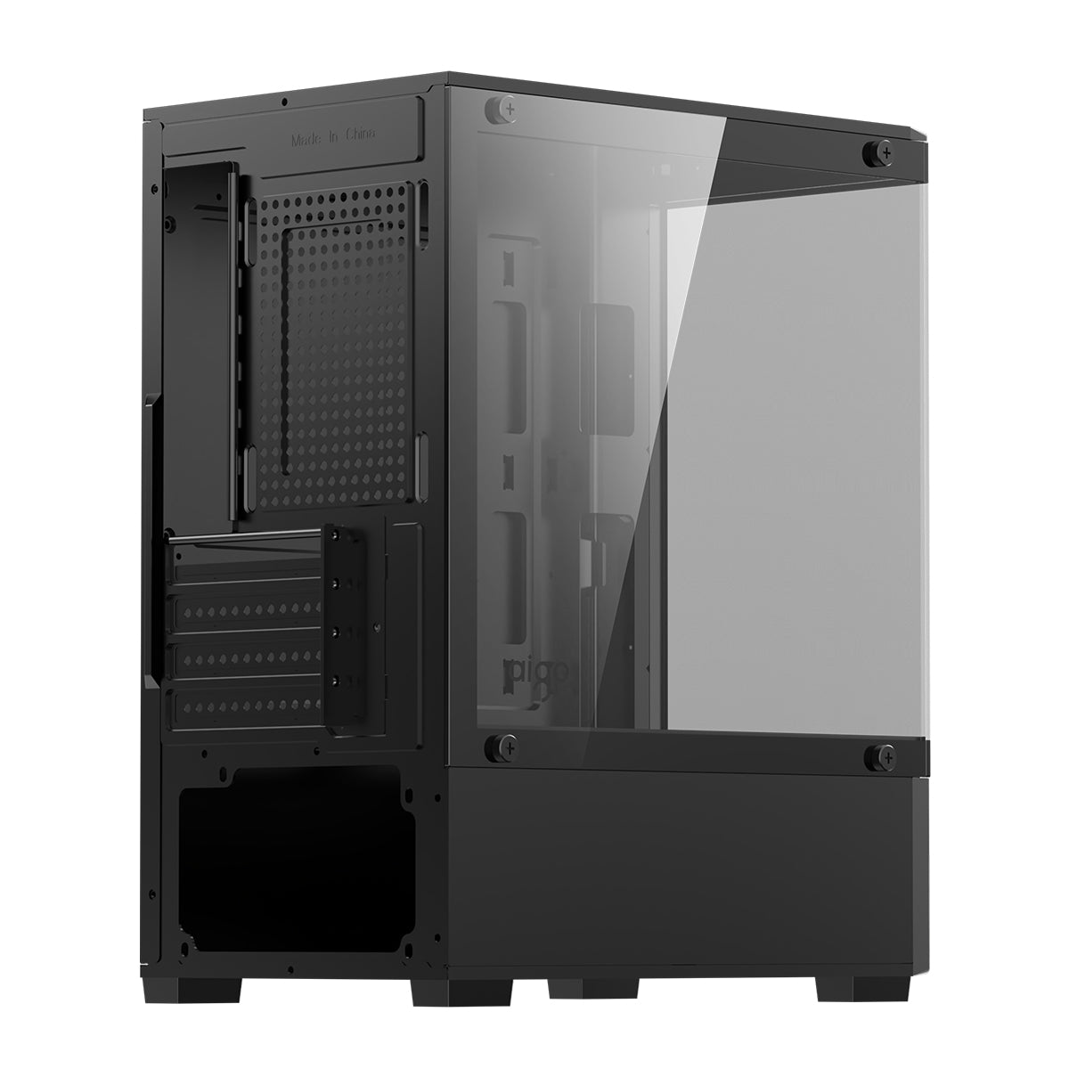 Aigo C196M Standard M-ATX Chassis Tempered Glass Side Panel with 3xCL12 Fans PC Case