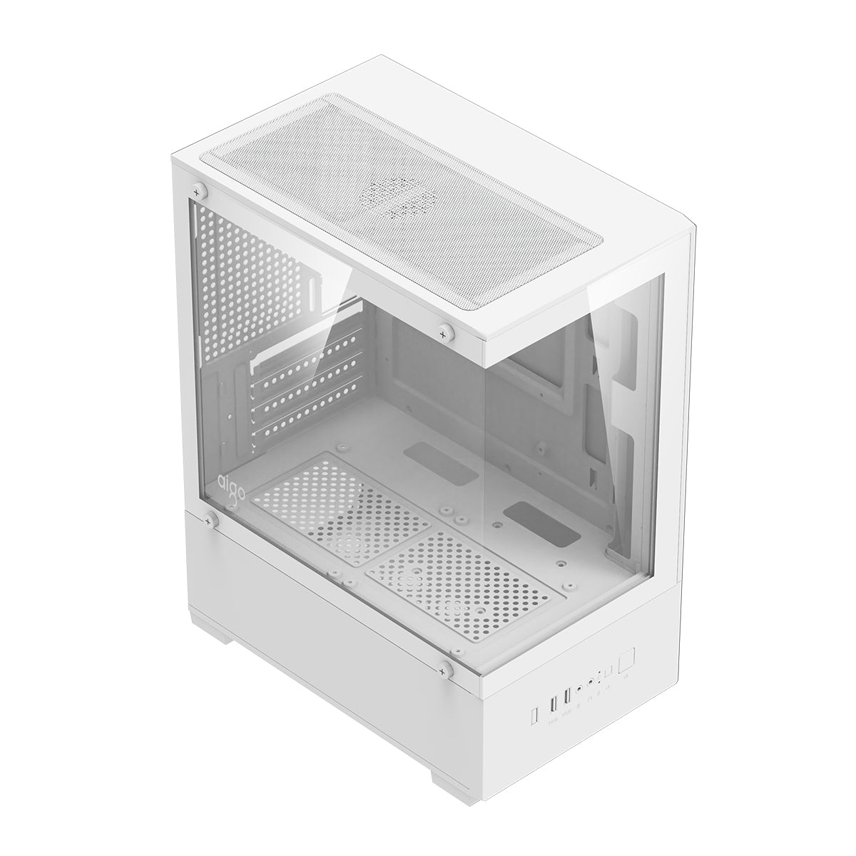 Aigo C196M Standard M-ATX Chassis Tempered Glass Side Panel with 3xCL12 Fans PC Case