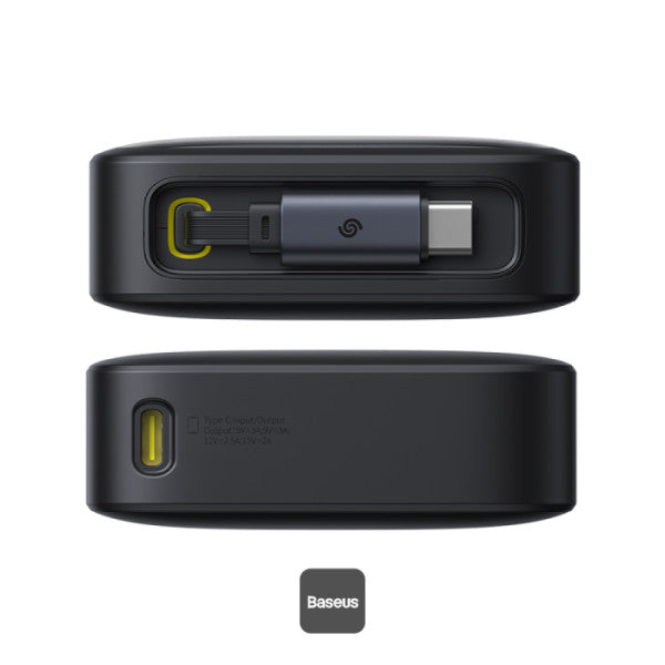 Baseus Free2Pull Power Bank 20000mAh 65W with Retractable USB-C Cable (Cluster Black, Lunar Grey)