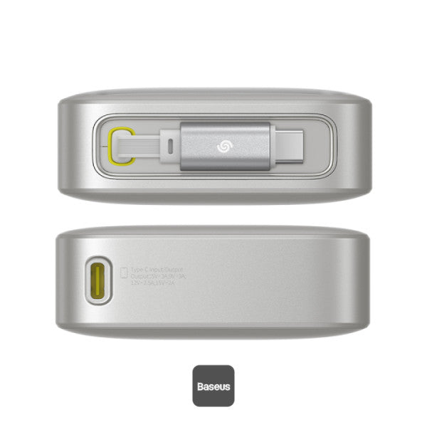 Baseus Free2Pull Power Bank 20000mAh 65W with Retractable USB-C Cable (Lunar Grey) (P10073700843-00)
