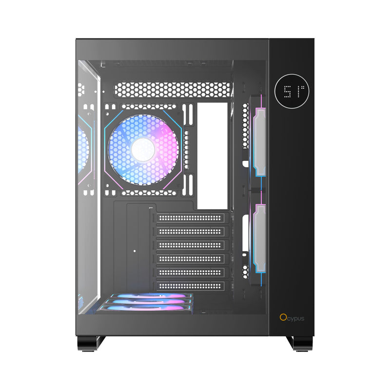 Ocypus Iota C70 RGB Panoramic Mid Tower Case With 6 RGB Fans (Black, White)