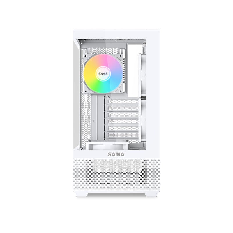 Sama V40 Mid-Tower Dual Tempered Glass Panel PC Case (Black, White)