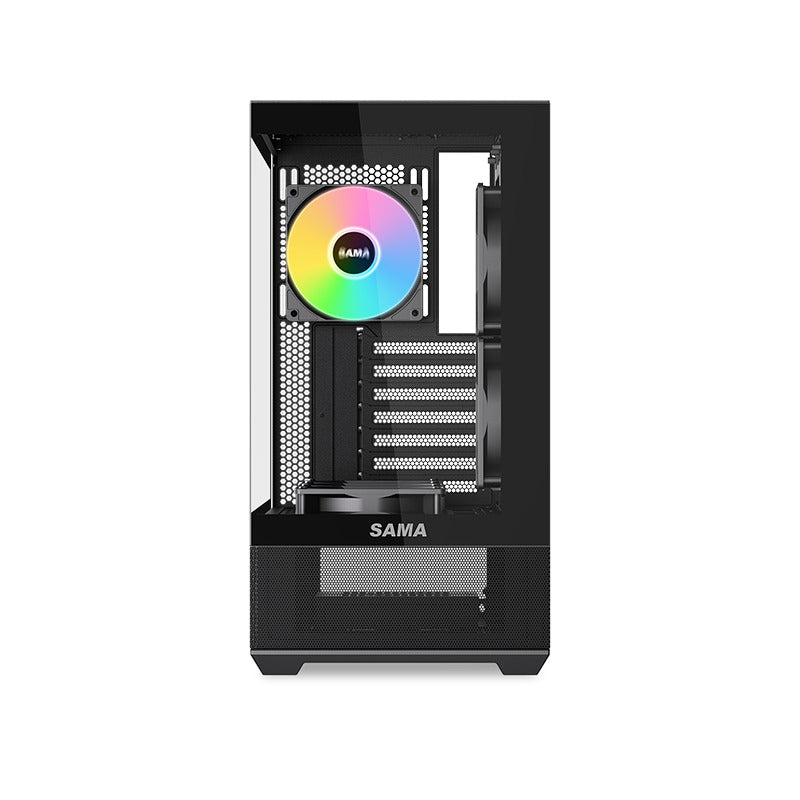 Sama V40 Mid-Tower Dual Tempered Glass Panel PC Case (Black, White)