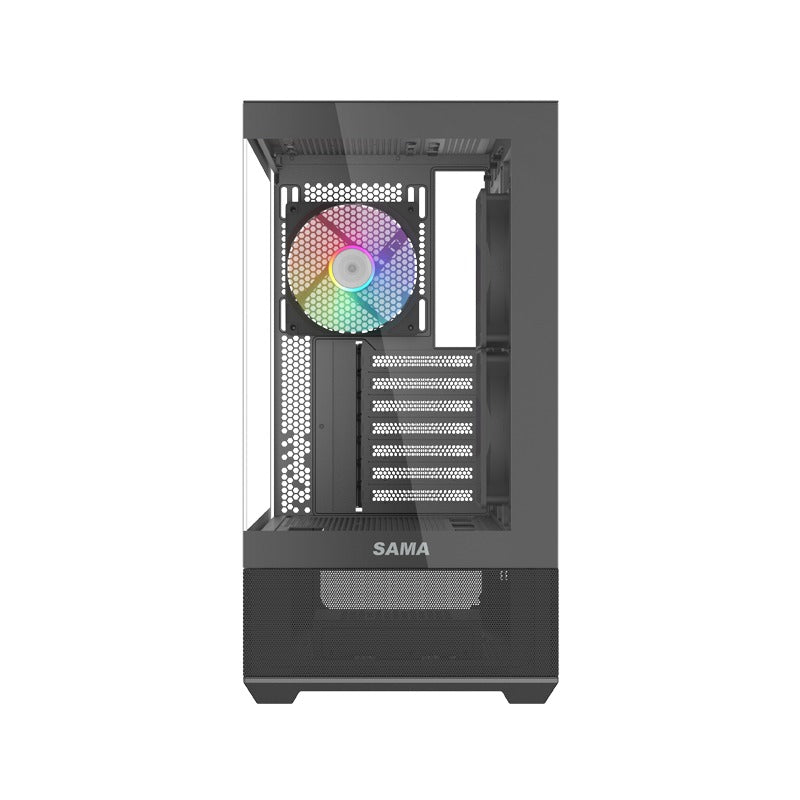 Sama V40 Mid-Tower Dual Tempered Glass Panel PC Case (Black, White)