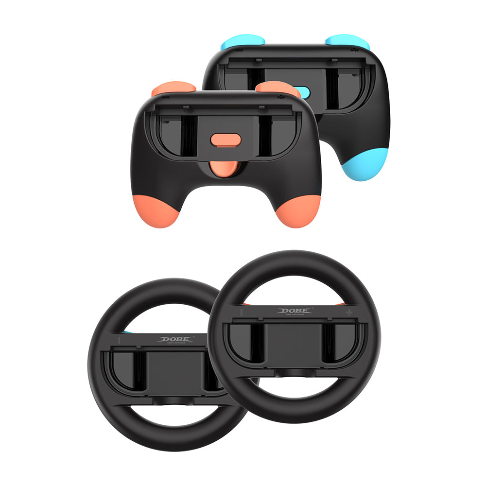Dobe Controller Grip & Full-Circle Steering Wheel Kit for Nintendo Switch 2 Joy-Pad (Black) TNS-5110