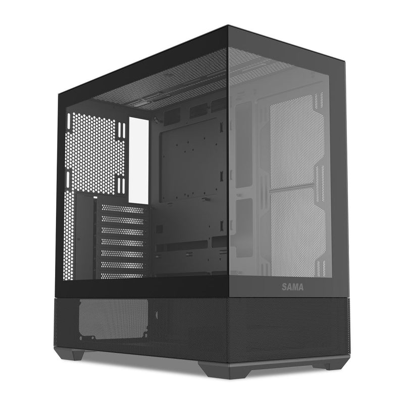 Sama V40E Mid-Tower Dual Tempered Glass Panel PC Case (Black) (V40E-BKAD00X1-RU)