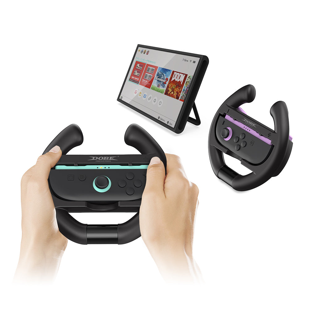 Dobe Controller Steering Wheel for Nintendo Switch 2 Joy-Pad (Black) (Orange/Blue, Purple/Green) TNS-3195S
