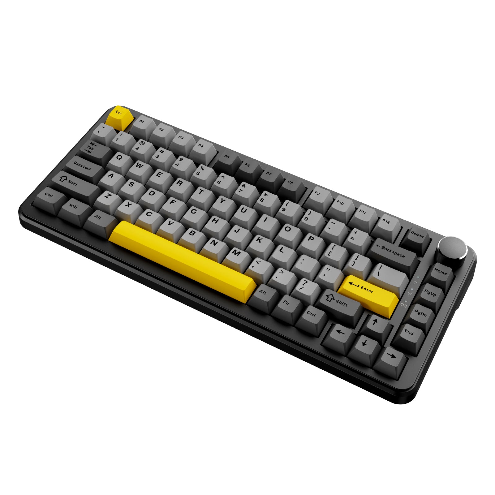 Ajazz AK820 Max RGB Wired 75% 82-Keys Gasket-mounted South Facing Hot Swappable Mechanical Keyboard Knob FR4 PCB (Black/Grey/Yellow) (Magnetic Switch)