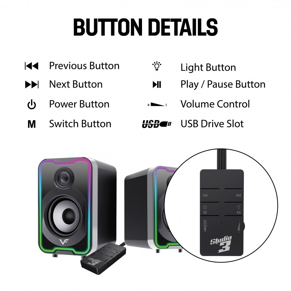 VF Vinnfier Studio 3 RGB Bluetooth/USB/AUX Speaker (VF-ST3)