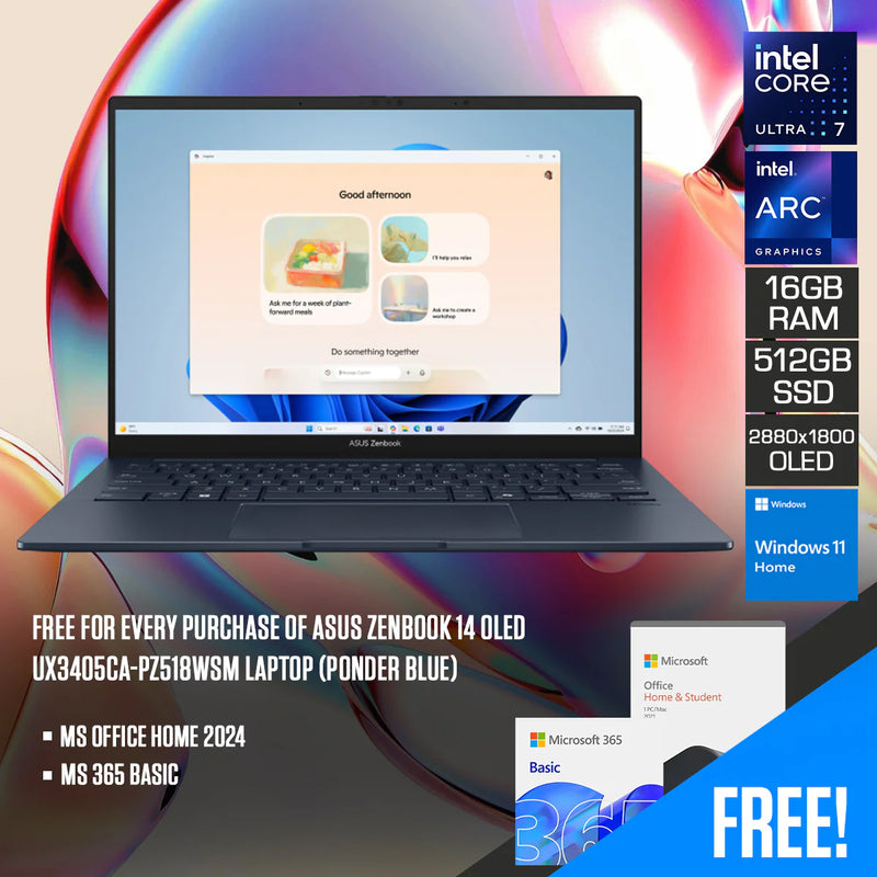 Asus Zenbook 14 OLED UX3405CA-PZ518WSM Laptop (Ponder Blue) 