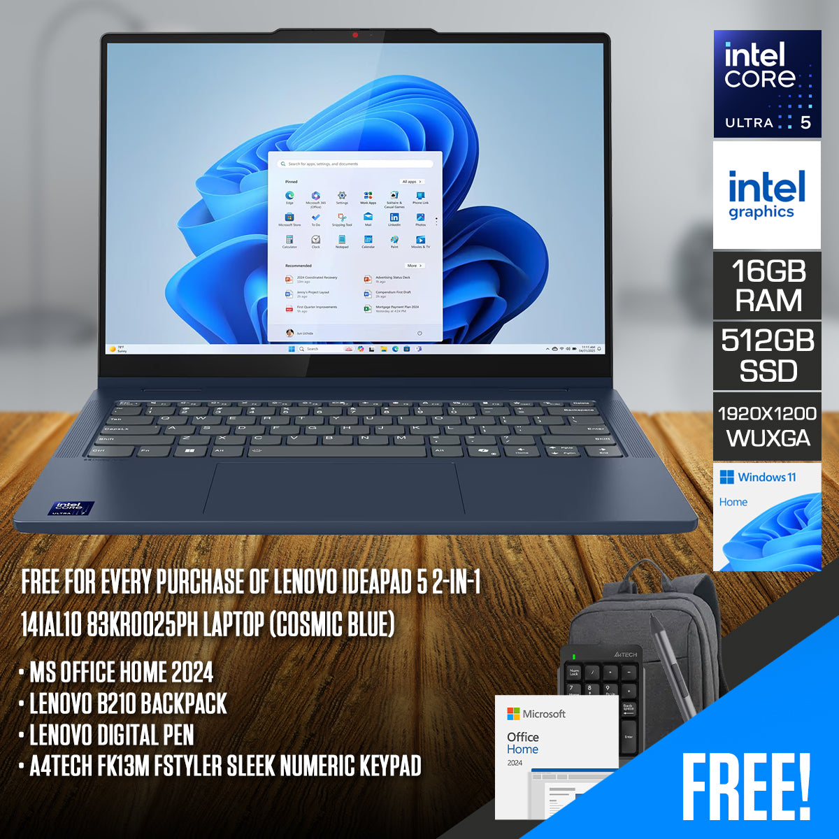 Lenovo IdeaPad 5 2-in-1 14IAL10 83KR0025PH Laptop (Cosmic Blue) | DataBlitz