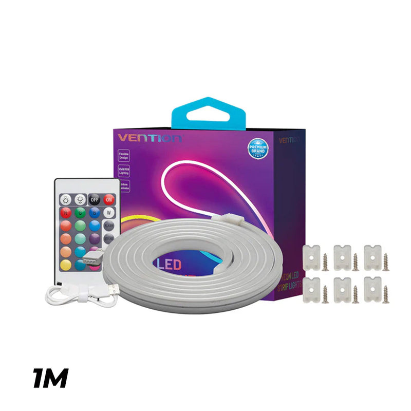 Vention Silicone Neon LED Strip Lights with IR Remote & USB 5V Power Supply - 1M, 2M 