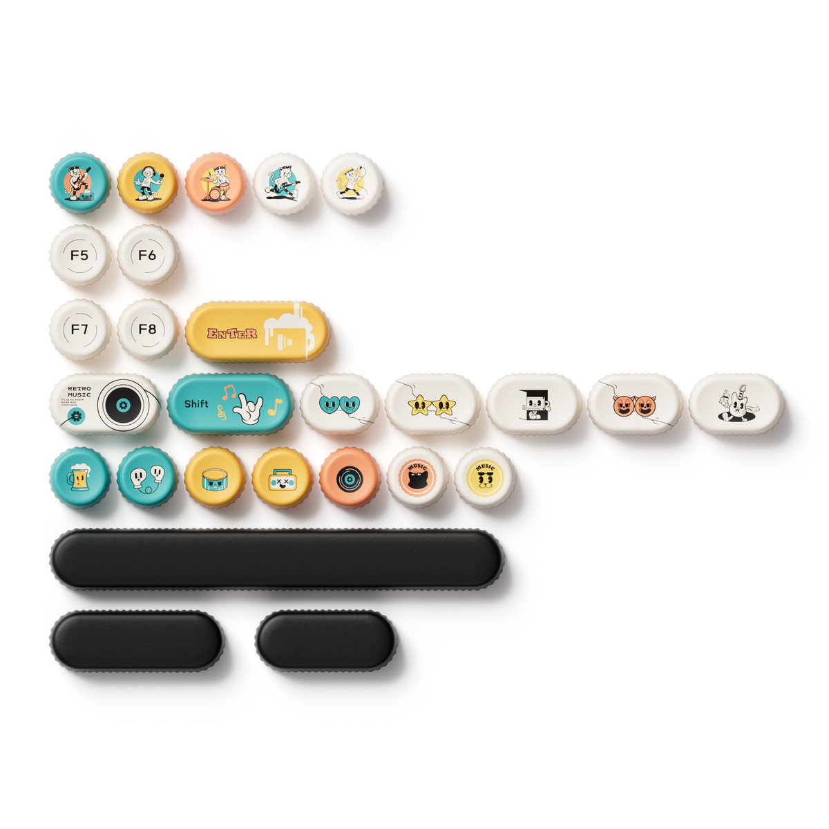 Akko Punk Cat BottleCap Keycap Set BottleCap Profile 131 Keys