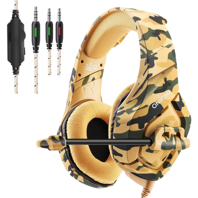 Onikuma K1-B Elite Stereo Gaming Headset (Camouflage Yellow)