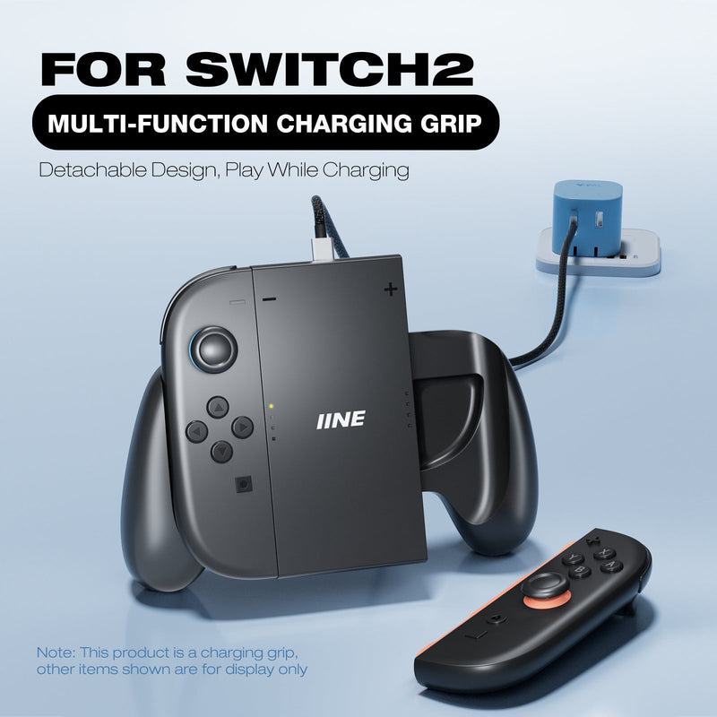 IINE Multi-Function Charging Grip for Nintendo Switch 2 (Black)