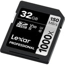 Lexar Professional 1000x SDXC UHS-II C10 U3 V30 150MB/s Read Card (32GB, 128GB)