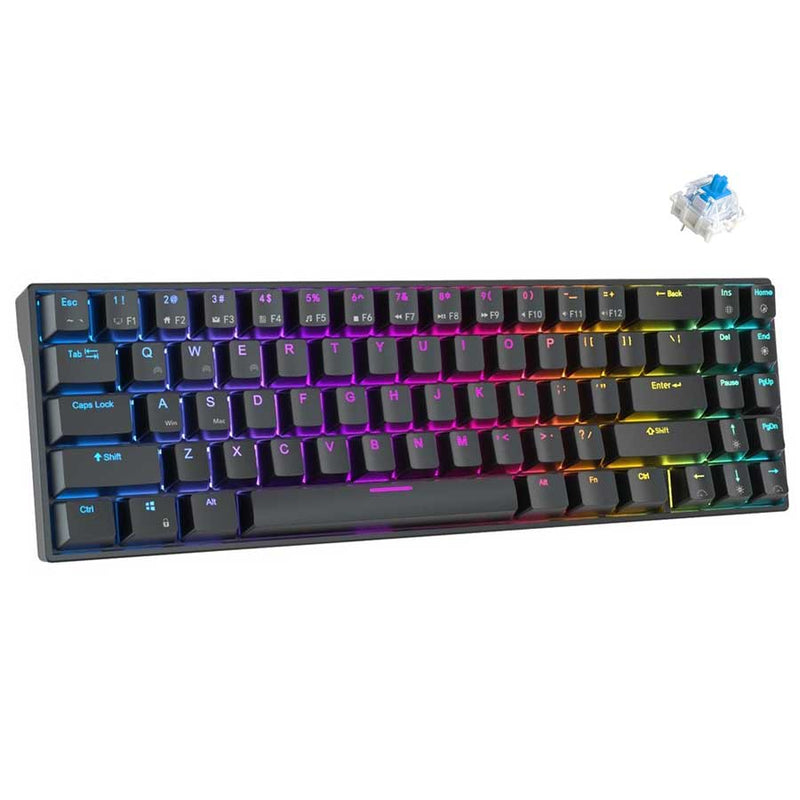 ROYAL KLUDGE RK71 DUAL-MODE RGB 71 KEYS HOT SWAPPABLE MECHANICAL KEYBOARD BLACK (BLUE SWITCH) - DataBlitz