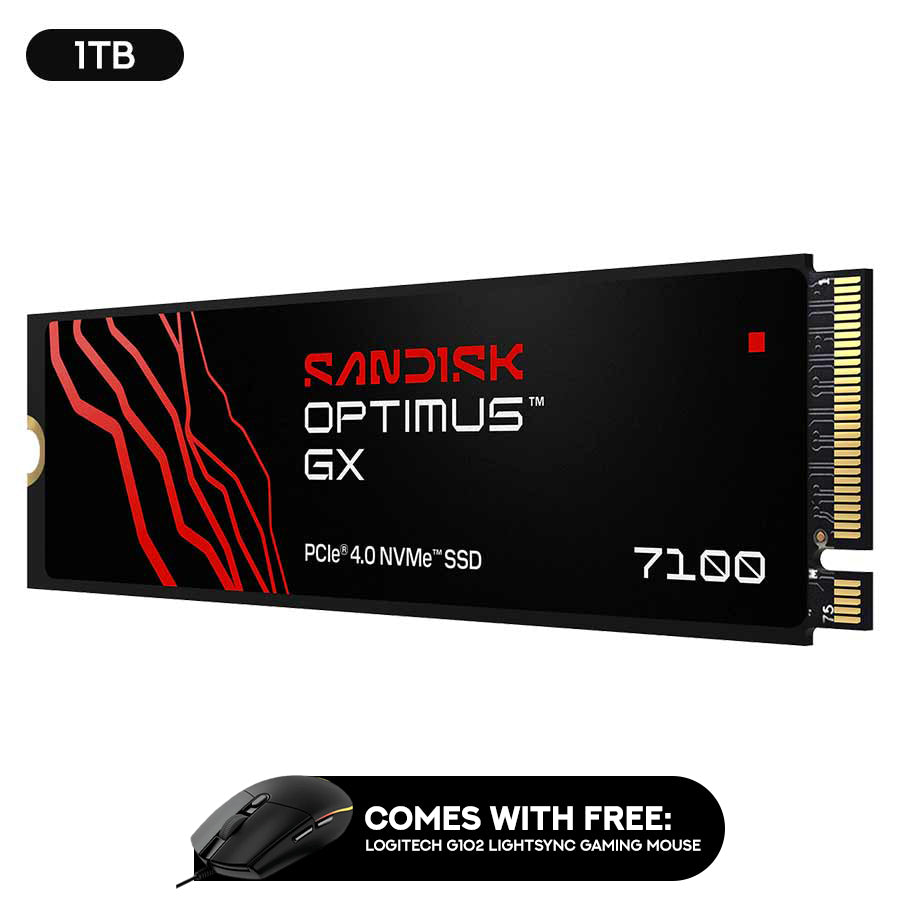 Sandisk Optimus GX 7100 7250MB/s Read M.2 2280 PCIe 4.0x4 NVMe SSD (1TB, 2TB) (SDSP71100TAN-000E0, SDSP71200TAN-000E0)