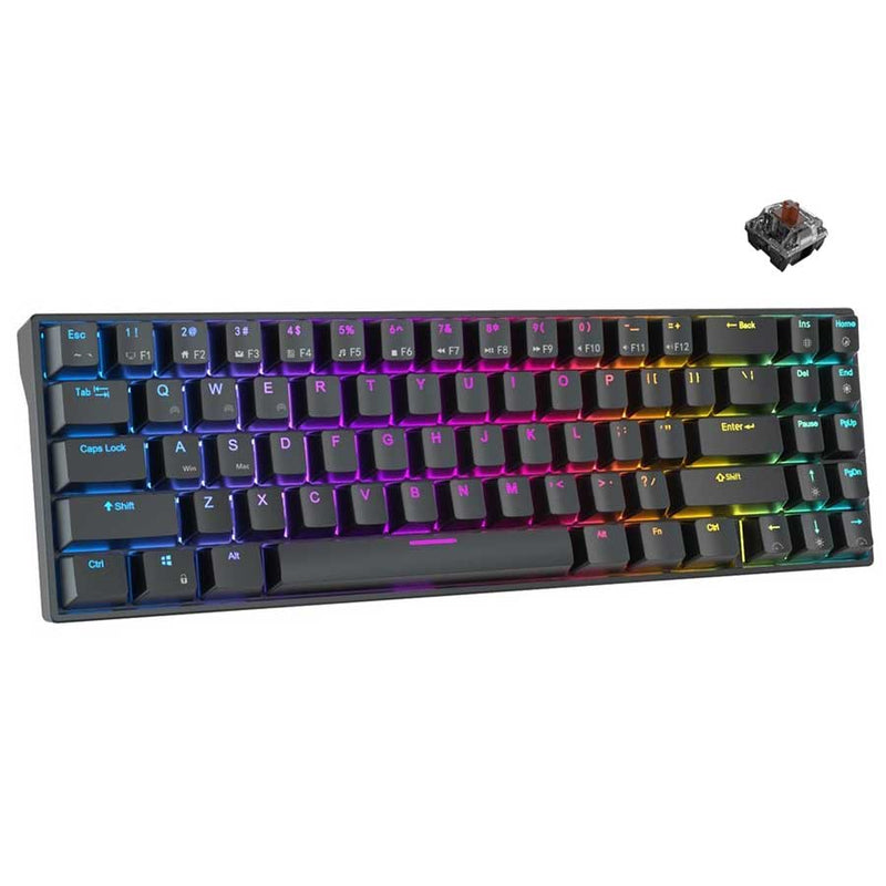 ROYAL KLUDGE RK71 DUAL-MODE RGB 71 KEYS HOT SWAPPABLE MECHANICAL KEYBOARD BLACK (BROWN SWITCH) - DataBlitz