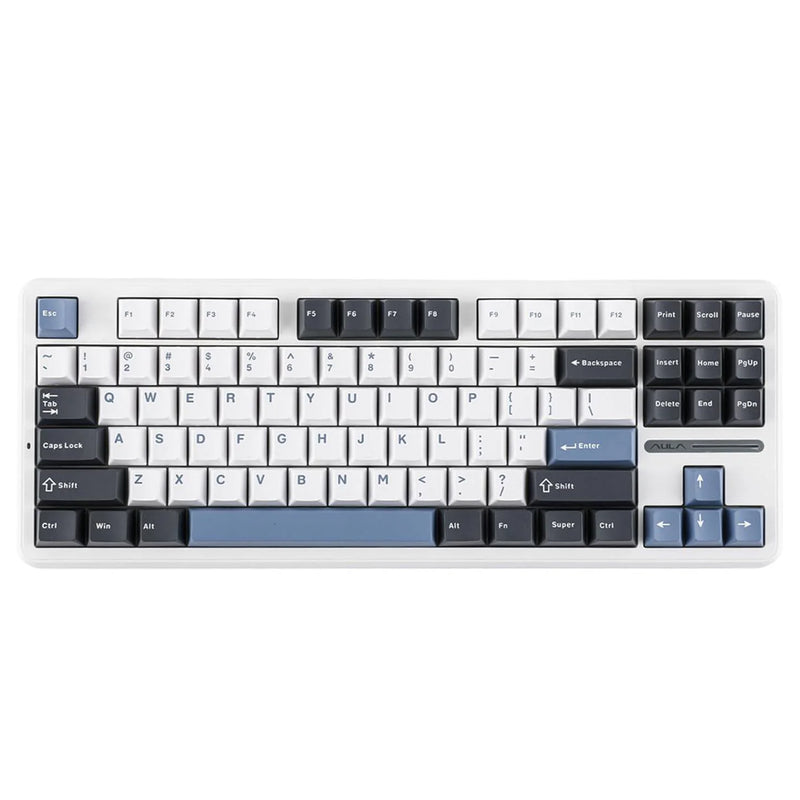 Aula F87 Wireless & Bluetooth 87 Keys Hot-Swappable Mechanical Keyboard (White/Grey/Blue)