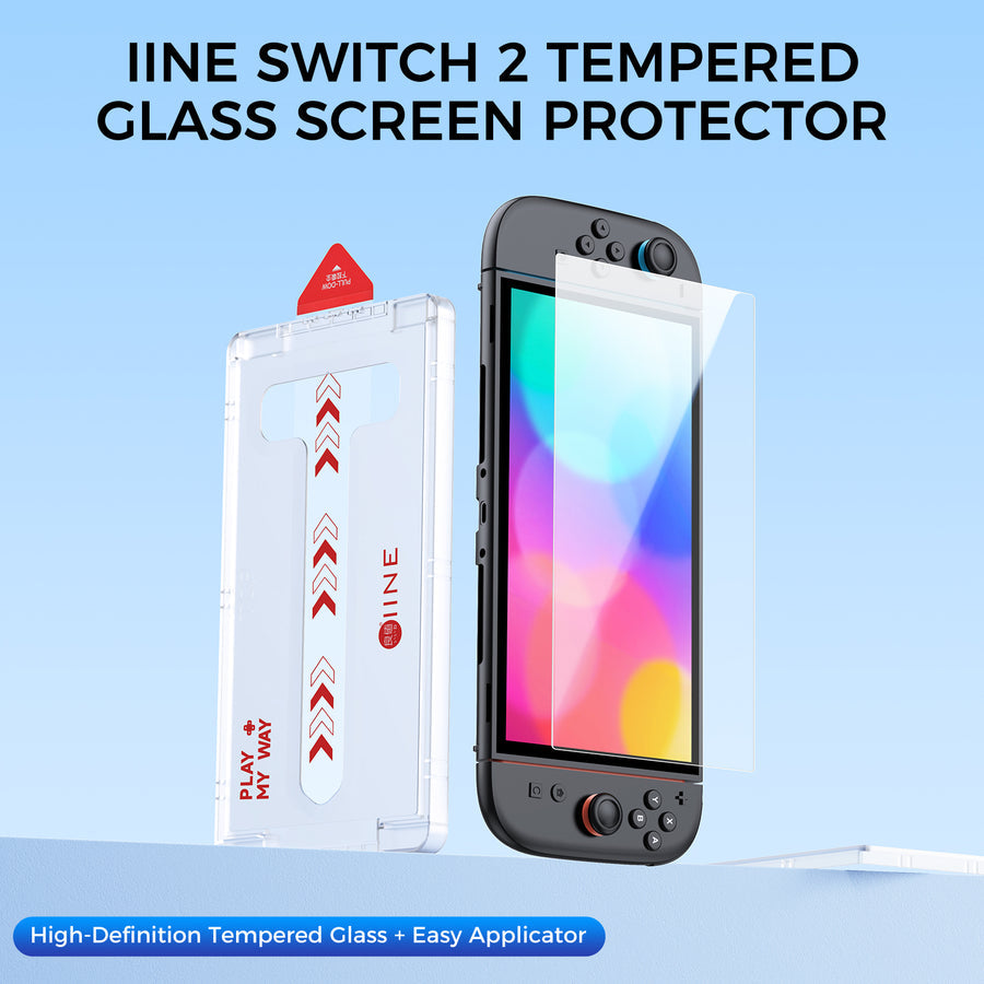 IINE Anti-Blue Light Tempered Glass with Dust-Removal Box for Nintendo Switch 2 (L1078)