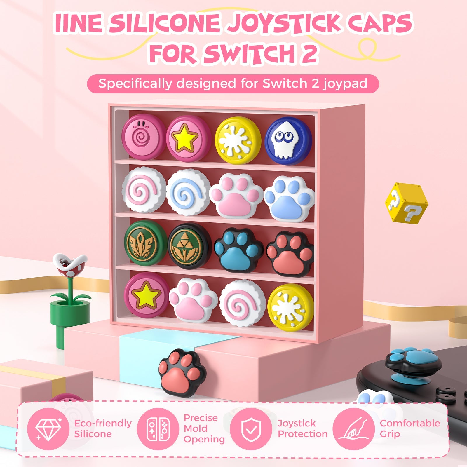 IINE Zelda Joystick Caps for Nintendo Switch 2 (Black) (L1151)