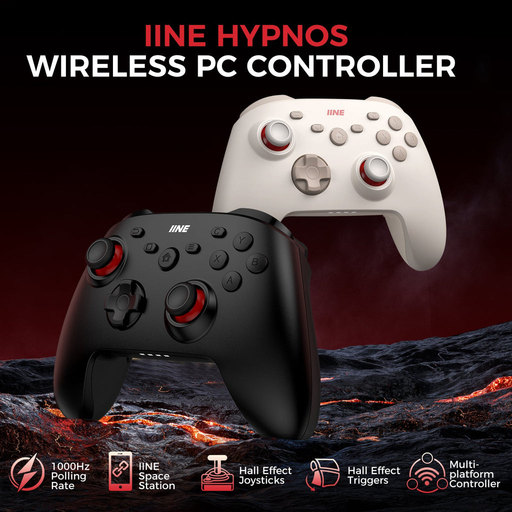 Glen Innes Controller IINE Hypnos Wireless Controller for PC/ Nintendo Switch/ Phone (Black ...