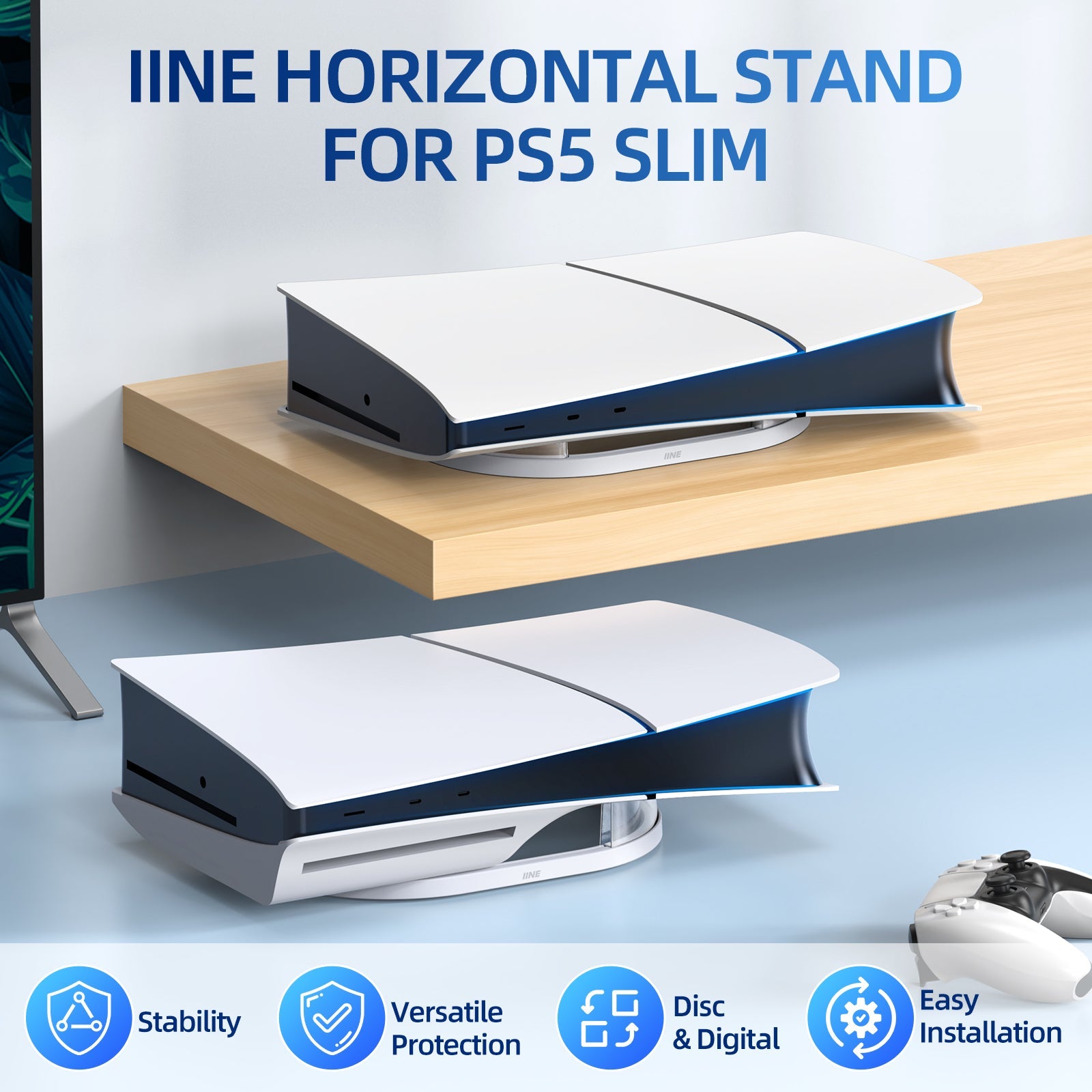 IINE Horizontal Stand for PS5 Slim (Transparent) (L985)