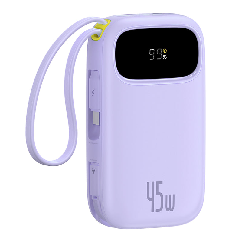 Baseus QPow 3 Digital Display Fast-Charging Power Bank with 2 Built-in USB-C Cable 10000mAh 45W