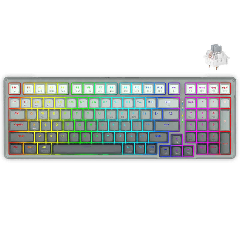 E-Yooso Z-99 Tri-Mode RGB 99-Keys Mechanical Keyboard Gradient Grey ...