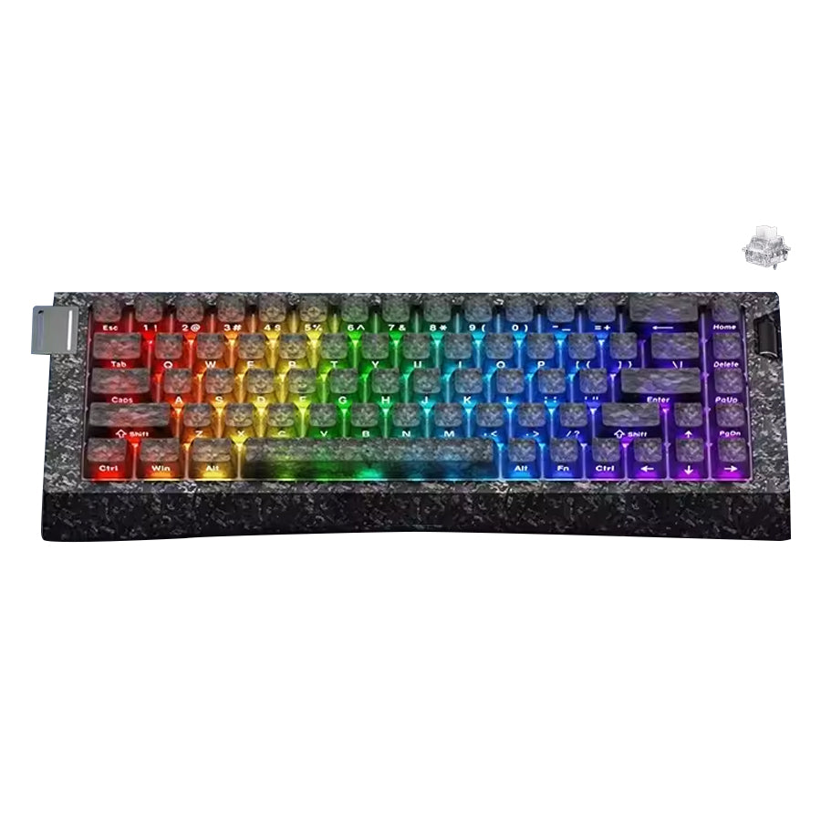 Ajazz AK680 V3 RGB Wired 68-Keys Magnetic Keyboard (Black Transparent Carbon Fiber Texture) 