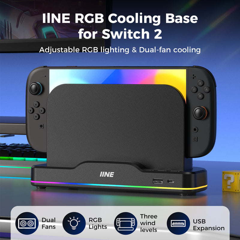 IINE RGB Cooling Base for Nintendo Switch 2 (Black) (L1101)