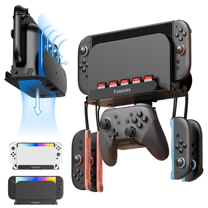 Transnovo Wall Mount with 5 Game Card Storage Slots & 4 Joy-Pad Bracket & Controller Holder 