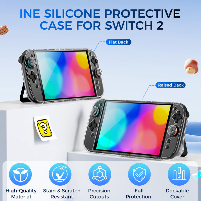 IINE PC Protective Case Set with Rasied Back for Nintendo Switch 2