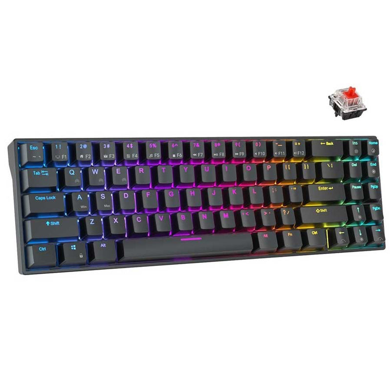 ROYAL KLUDGE RK71 DUAL-MODE RGB 71 KEYS HOT SWAPPABLE MECHANICAL KEYBOARD BLACK (RED SWITCH) - DataBlitz