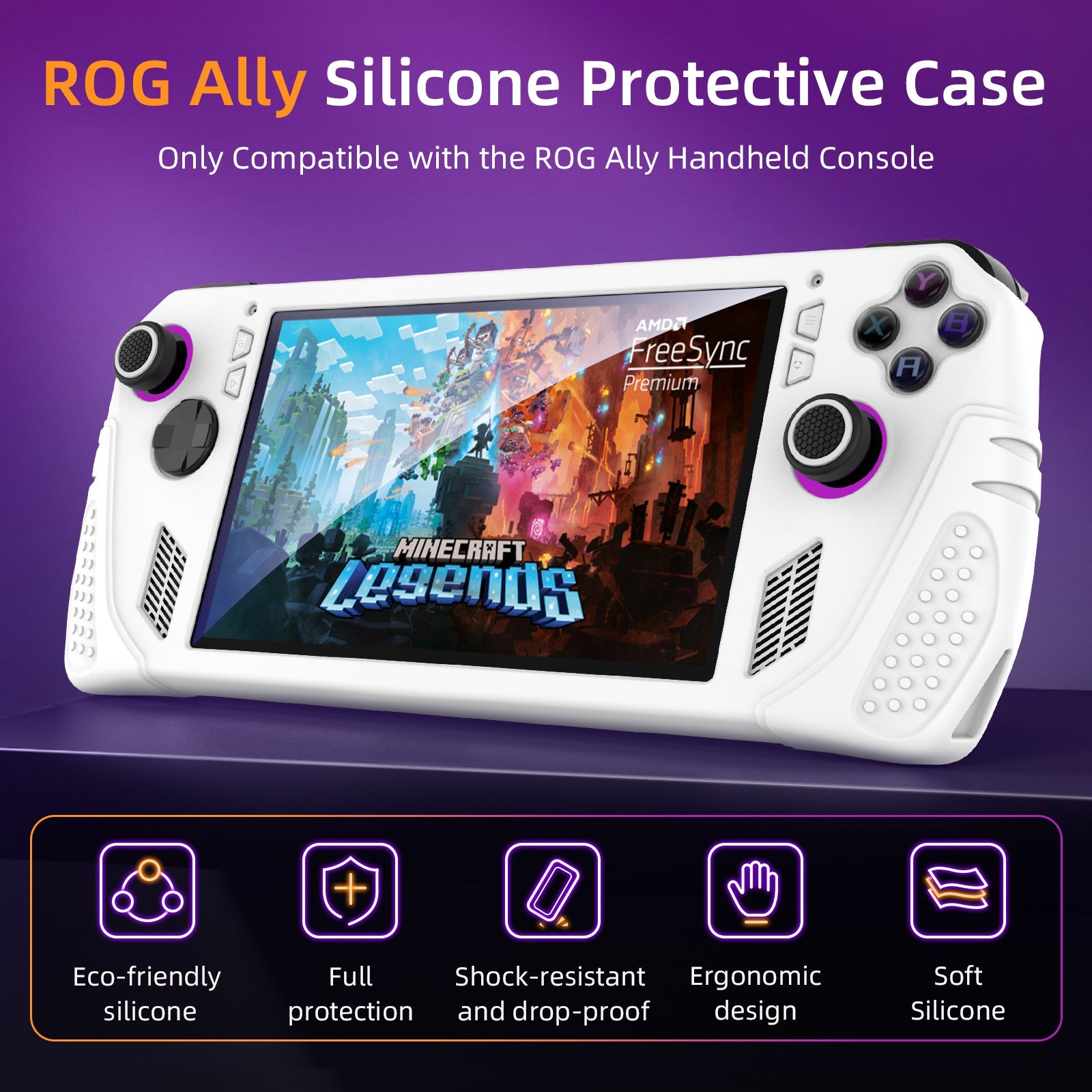 IINE Silicone Protective Case For ROG Ally (Pink, Grey)