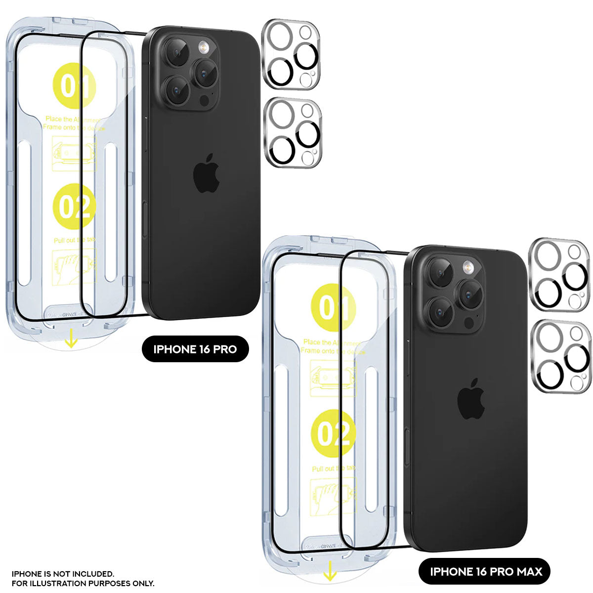 SODI SP02 HD Phone Screen and Camera Lens Protector for iPhone 16 [2-Pack]