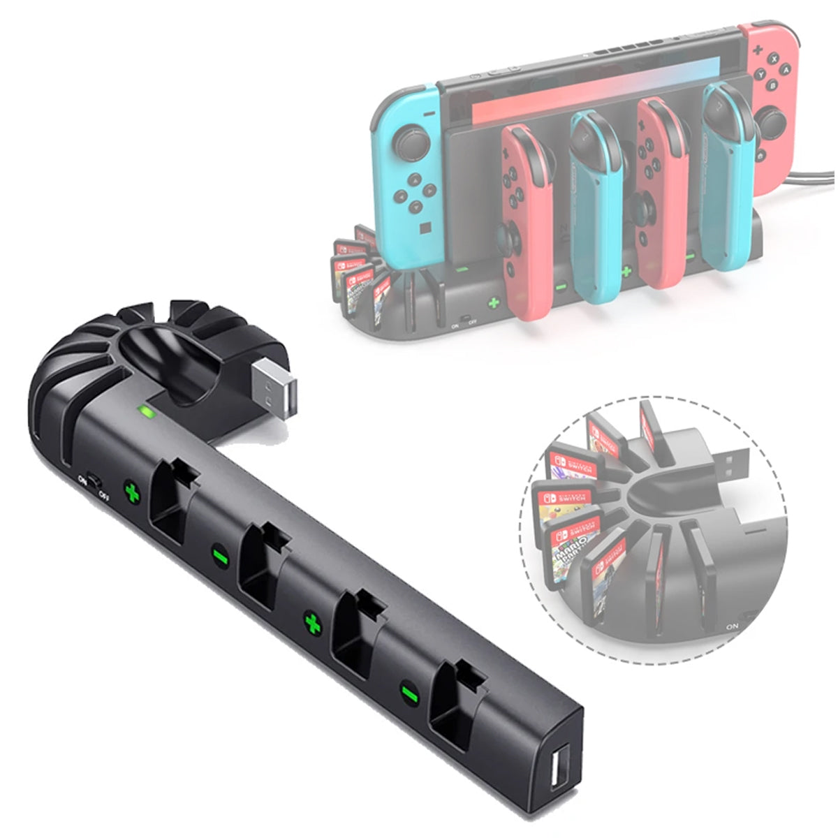 KDD Controller Charging Station for Nintendo Switch (Black) (KDD-001)